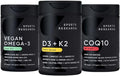 Sports Research® Vegan Supplements Pack - Vegan Omega-3 Fish Oil Alternative from Algae Oil + Vitamin D3 + K2 + CoQ10