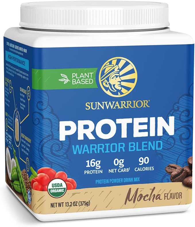 Sunwarrior Organic Plant Based Protein Powder | Vegan Organic Protein Powder Mocha Flavored with BCAA Amino Acids &amp Hemp Seed Pea Blend | Non-GMO Soy Dairy Filler &amp Gluten Free (Mocha 15 Serv