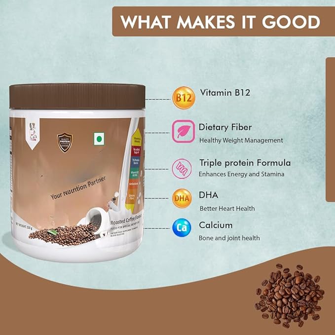 Protein Powder for The Dietary Management of Peopleuse for Madhunashini - 250GM Pack - No Added Sugar (Roasted Coffee)