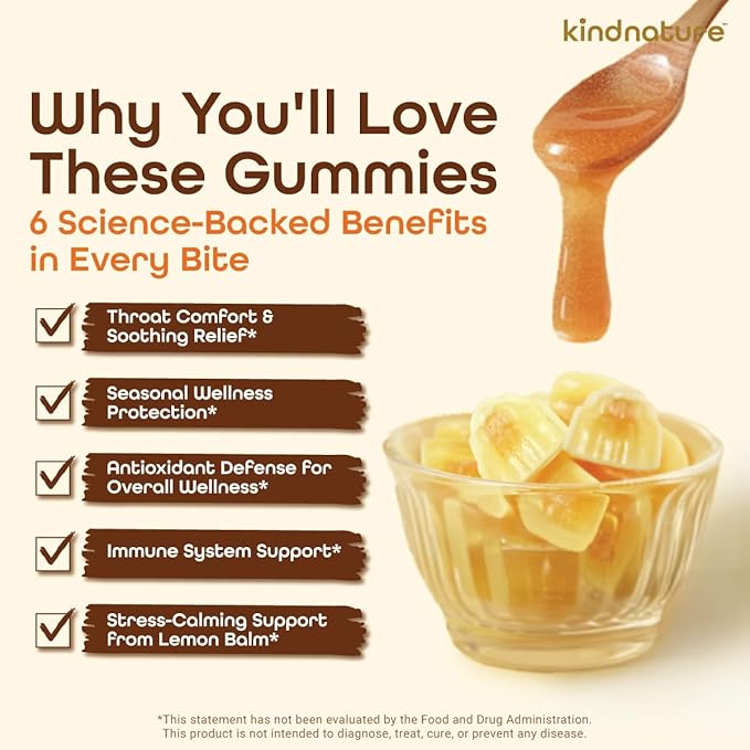 KINDNATURE Manuka Honey Medical Grade Gummies with MGO 643+ | New Zealand Manuka Honey with Zinc Vitamin C Elderberry – Immune &amp Throat Support Supplement | Kids Immune Support