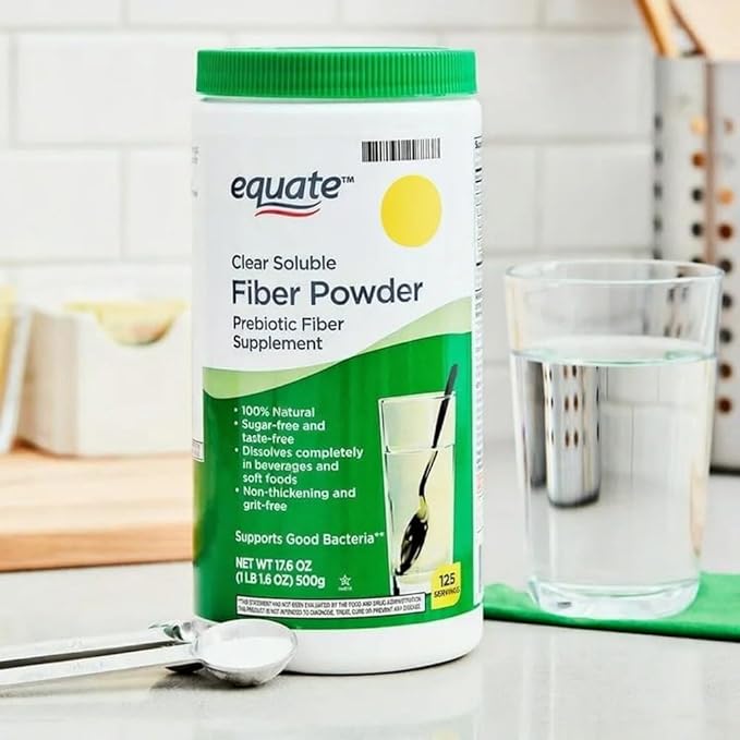 Equate Clear Soluble Fiber Powder Prebiotic Supplement 17.6 oz 125 Servings Sticker