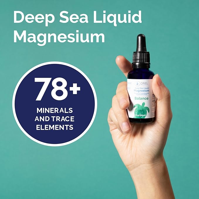 Oriel Liquid Magnesium Drops for Balance Rapid Absorption Free Ion Magnesium Minerals and 78 Trace Elements Supports Electrolyte Balance Muscle and Nervous System Function 30 ml 30-Day Supply