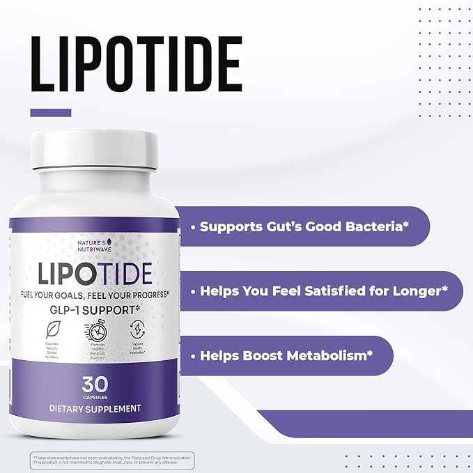 LipoTide – Daily Fiber &amp Probiotic Supplement with Inulin Resistant Starch &amp Three Probiotic Strains – Made in USA Non-GMO Stimulant-Free – 30 Capsules 1 Month Supply