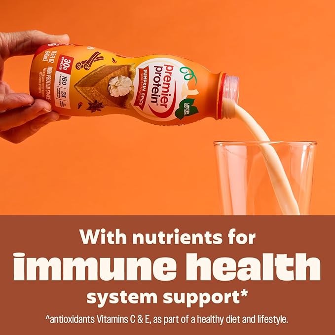 Premier Protein Shake LIMITED EDITION Pumpkin Spice 30g Protein No Added Sugar 24 Vitamins &amp Minerals to Support Immune Health 11.5 fl oz 12 Pack