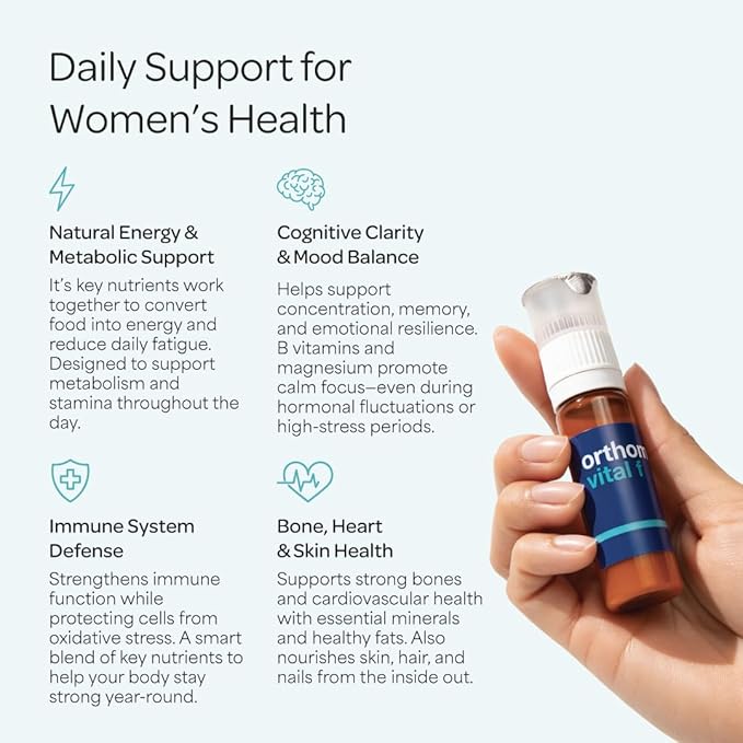 Orthomol Vital F Vial Women's Multivitamin 7-Day Supply Vitamins A B C D E K Calcium Iodine Omega-3