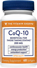 The Vitamin Shoppe CoQ-10 200mg Beneficial for Those Taking (60 Softgels)