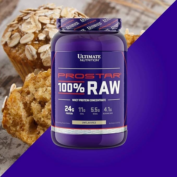 Ultimate Nutrition RAW Whey Protein Concentrate Powder with No Added Ingredients or Flavors – 24 Grams of Protein Per Serving with 5.5 Grams of BCAAs 2.2 Pounds Unflavored