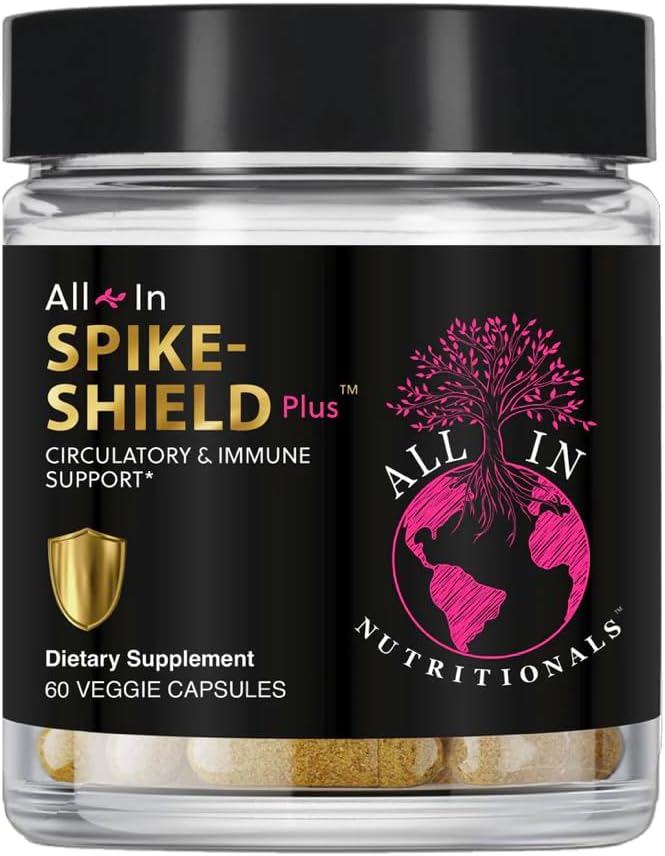 All In Nutritionals Spike‑Shield Plus – Proteolytic Enzyme &amp Circulatory Support Supplement – NAC Bromelain &amp Nattokinase with Curcumin Black Cumin Seed &amp Olive Leaf – 60 Veggie Capsules