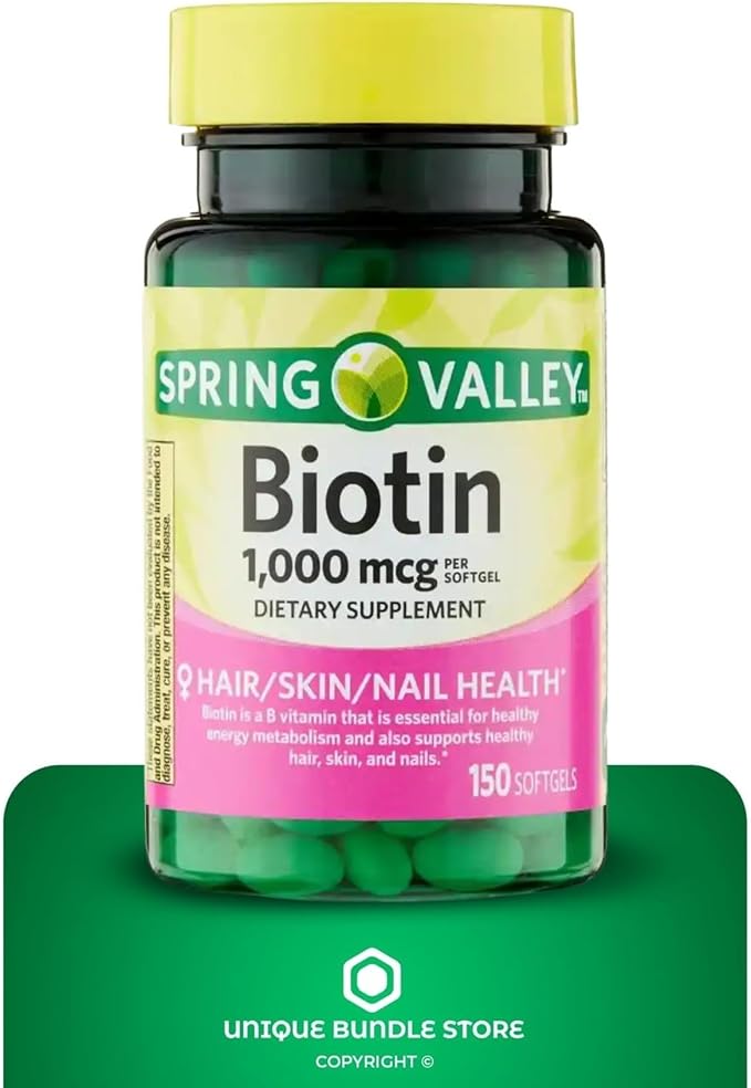 Unique Bundle Store Biotin 1000 mcg – 150 Softgels Biotin Supplement Gluten Free Daily Supports Healthy Hair Skin and Nails Vitamins for Women (Pack of 2)