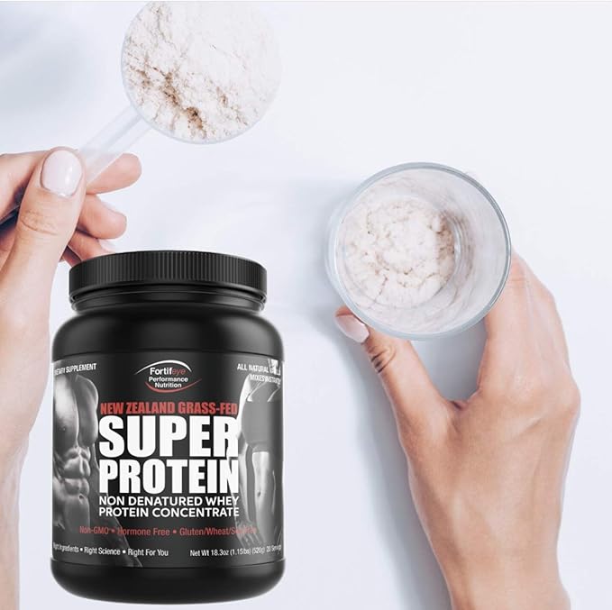Fortifeye Super New Zealand Grass Fed Whey Protein Dark Chocolate Fudge Flavor 60 Servings 1 Pack - Non-Denatured Organic Grass Fed Whey Protein Powder Chocolate for Workout Sports &amp Immune Sys