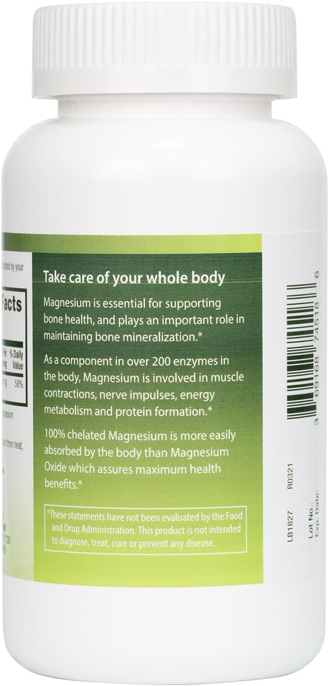HealthA2Z® Magnesium Glycinate 240 mg - 180 Capsules Supports Daytime Energy Nighttime Restful Sleep Stress Relief Mood Balance Bone &amp Muscle Health and Natural Beauty - High Absorption Form