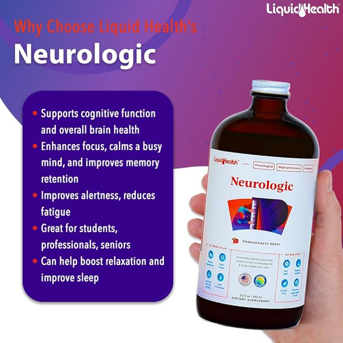 LIQUIDHEALTH Complete Multiple Daily Multivitamin &amp Neurologic Nootropic Liquid Vitamin Bundle for Adults - Boost Immune Support Improve Memory Focus &amp Concentration - Vegan Non-GMO Made i