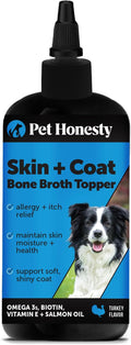 Pet Honesty Dog Skin and Coat Supplement with Salmon Oil for Dogs - Allergy Itch Relief + Skin &amp Coat Health Dog Food Topper Bone Broth with Salmon Oil Collagen Biotin + Vitamin E (12 oz)