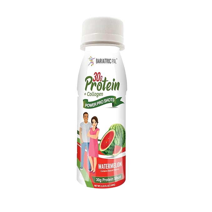 BariatricPal 30g Whey Protein &amp Collagen Sugar-Free Power Pro Shots - Watermelon (48 Bottles)