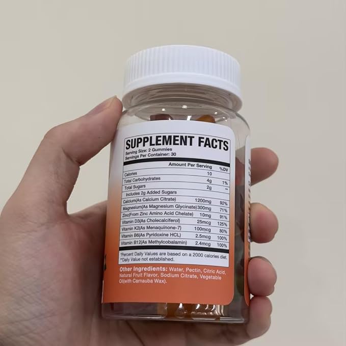 1200mg Calcium Citrate with Vitamin D3 K2 B6 &amp B12 Calcium Supplements for Women &amp Men Plus Magnesium Zinc for Bones Muscle &amp Immune Support High Absorption Fruit Flavor 120 Calcium