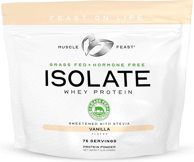 Muscle Feast Isolate + Creatine Candy Bundle: 1 Whey Protein Isolate (Vanilla 5lb) + 1 Creatine Candy (Lemon Lime 360) | Premium Supplements Vegetarian Gluten Free
