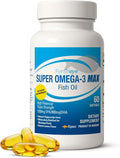 Super Max Omega-3 Fish Oil 2400 mg 30 Days 60 Capsules - High Potency Fish Oil Omega 3 Supplements for Women &amp Men Triglyceride Form with EPA and DHA Supplements No Fishy After Taste Lemon Flavo