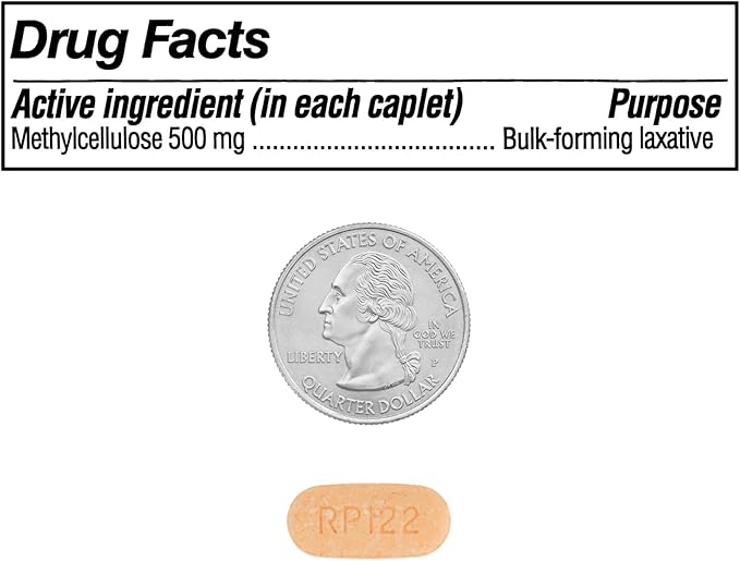 KP+ Equate Fiber Therapy Caplets with Methylcellulose 500 mg | 100 Caplets | Soluble Methylcellulose for Digestive Regularity | Gentle Non-Stimulant Laxative | Pack of 1
