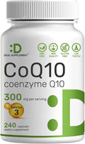 DEAL SUPPLEMENT CoQ10 300mg with Omega 3 100mg 240 Capsules | Bioavailable Coenzyme Q10 Formula | Supports Heart Energy &amp Brain Health | Antioxidant Support | Non-GMO