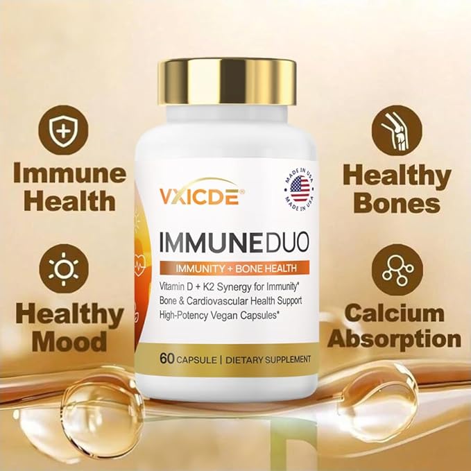 Vitamin Non-GMO Formula 125 mcg Vitamin D3 &amp 100 mcg K2 (MK-7) Supplement Easy to Swallow D &amp K Complex 60 Capsules