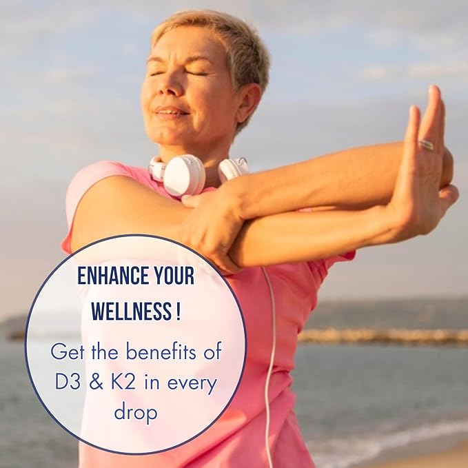 Liquid Vitamin D3 with K2 – Vitamin D3 K2 Supplement Drops - Supports Bone Health &amp Cardiovascular Function - 30 ml