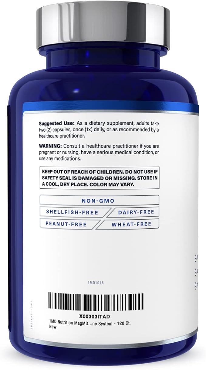 1MD Nutrition MagMD Plus - Magnesium with Zinc &amp D3 | Promotes Heart Health Supports Bone &amp Muscle Strength and Aids Immune System - 120 Ct