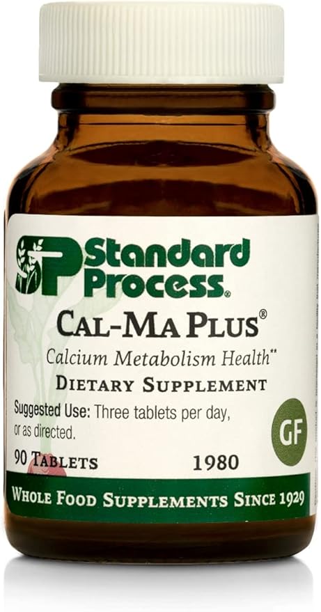 Standard Process Cal-Ma Plus - Calcium Support for Endocrine and Cellular Functions - Aids Healthy Bones Nerves &amp Muscle Function - Gluten-Free Non-Dairy &amp Non-Soy - 90 Tablets