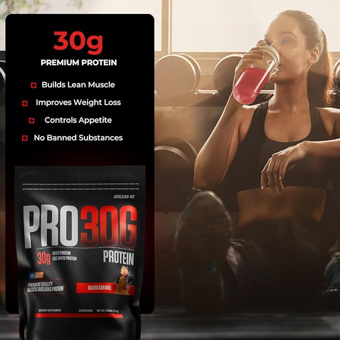 ATHLEAN-X PRO-30G Premium Whey Protein Isolate Powder Chocolate Salted Caramel Gluten-Free Low Sugar 30g of High Protein Powder for Muscle Recovery &amp Growth
