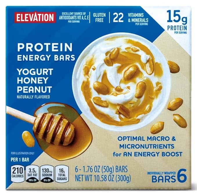 6-PACK Gluten Free Healthy Nutricious Protein Energy Bars Yogurt Honey Peanut 10.58oz 300g x 6 Boxes (36 Bars in Total) 22 Vitamins and Minerals - High Protein - Energy Bar - Convenient on the go pa