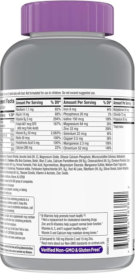Silver Women 50 Plus Multivitamin for Women Minerals Vitamins &amp Supplements Hair Skin and Nails Vitamins Vitamin C Antioxidants Supplement 275Ct Tablets (275)
