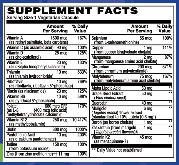 LSV LifeSource Vitamins Coenzymated Once Daily Multi Methylated B-Vitamins Chelated Minerals Iron-Free Vegetarian (60 Caps)