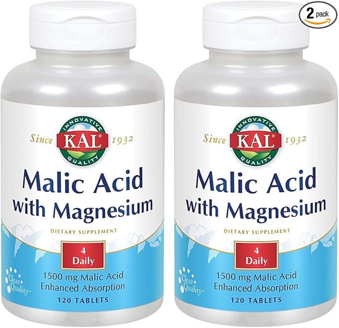 Kal Malic Acid with Magnesium Tablets 120 Count (Pack of 2)