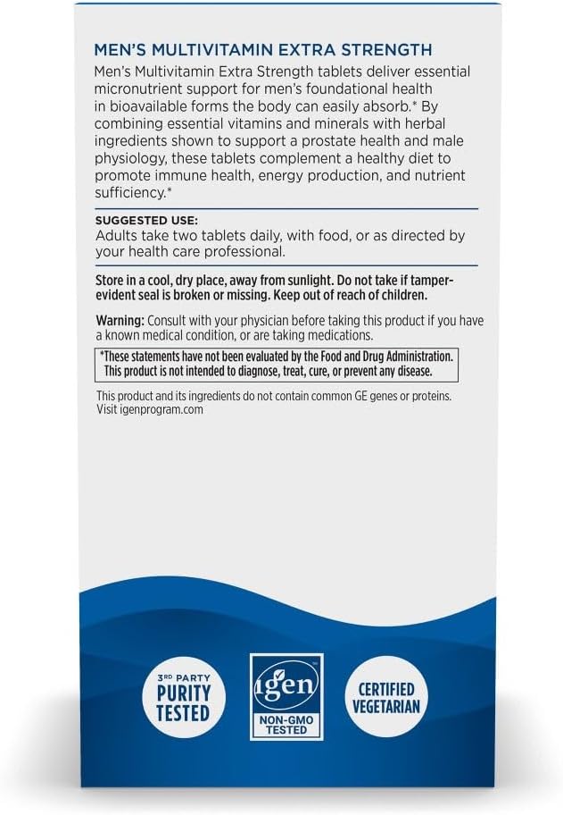 Nordic Naturals Men’s Multivitamin Extra Strength - Bone Energy &amp Blood-Vessel Support - Immunity Supplement - 20 Essential Nutrients - 60 Tablets - 30 Servings