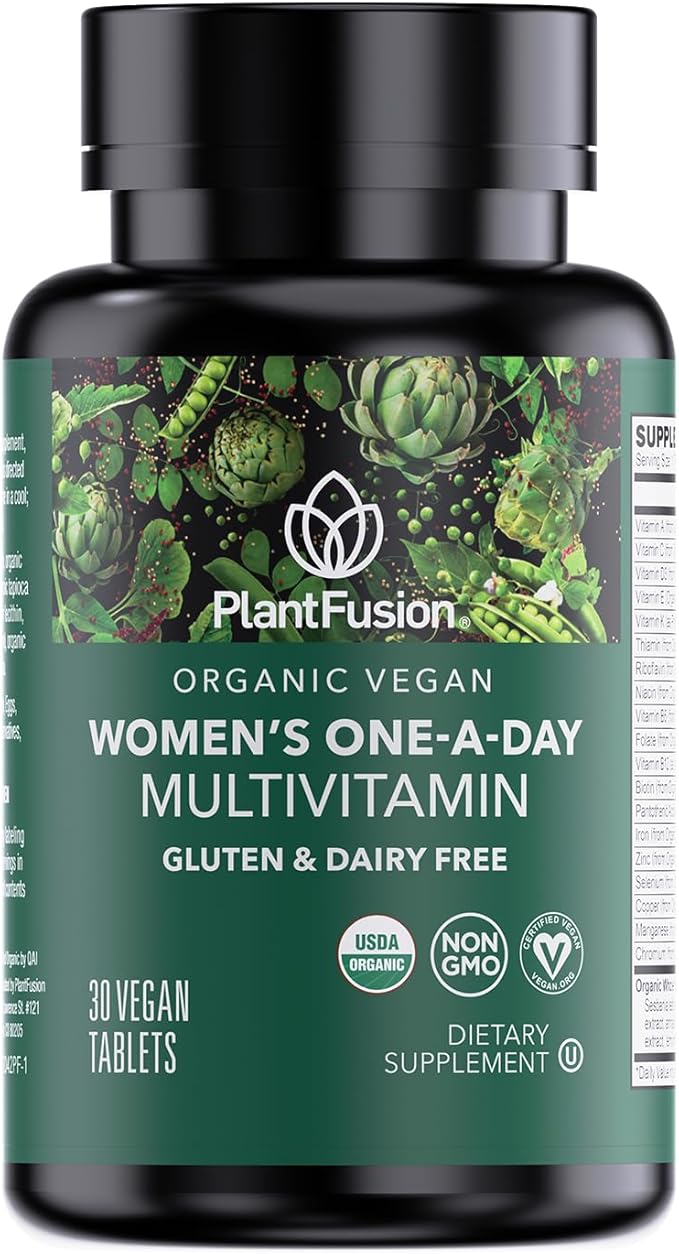 PlantFusion Organic Multivitamin for Women - One Daily Whole Food Blend Women's Multivitamin - Vegan Non-GMO Gluten Free &amp Dairy Free - 30 Tablets (1 Month Supply)