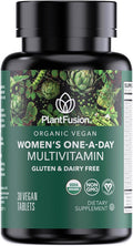 PlantFusion Organic Multivitamin for Women - One Daily Whole Food Blend Women's Multivitamin - Vegan Non-GMO Gluten Free &amp Dairy Free - 30 Tablets (1 Month Supply)