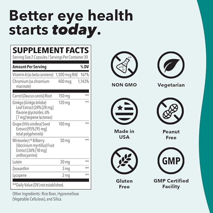 LifeSeasons Visibili-T with Bone Densi-T - Eye Health &amp Vision Support Supplement - Lutein Chromium Carrot Root Bilberry Ginkgo Biloba Grape Seed Extract Lycopene Vitamin A&amp more - 120