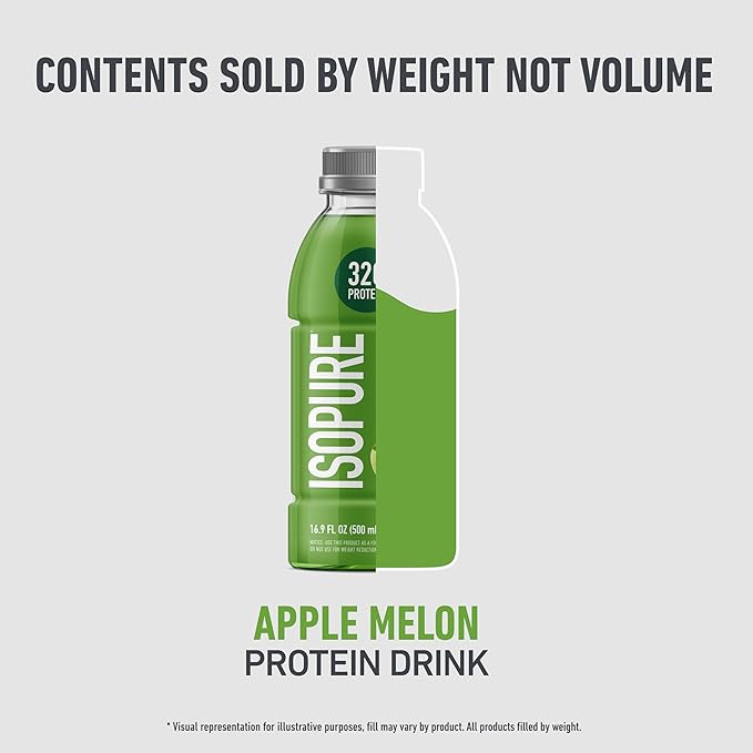 Isopure Zero Carb 32g Clear Protein Ready-to-Drink Whey Protein Isolate Apple Melon12 Pack (Packaging May Vary)