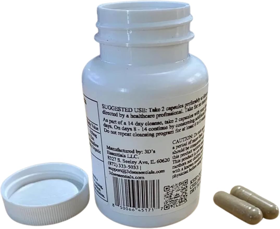 3D's Essentials Complete Gut Support - Activated Charcoal Black Walnut Blend Colon Support - 3 Bottles