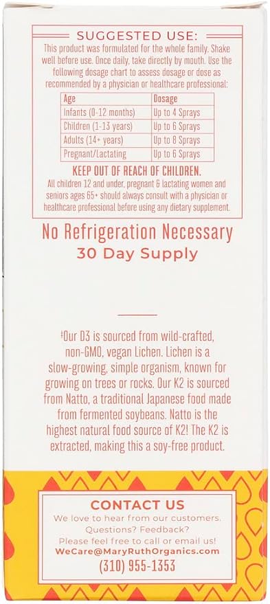 Mary Ruth's Organic Vitamin D3 Plus K2 Spray 1 FZ