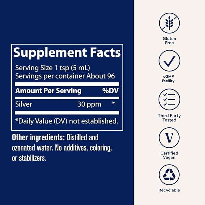 Trace Minerals Colloidal Silver - Pure Colloidal Silver Supplement for Immune Support - Natural Mineral Drops - High-Potency Formula - Gluten-Free - Vegan - 16 fl oz (48 Servings)