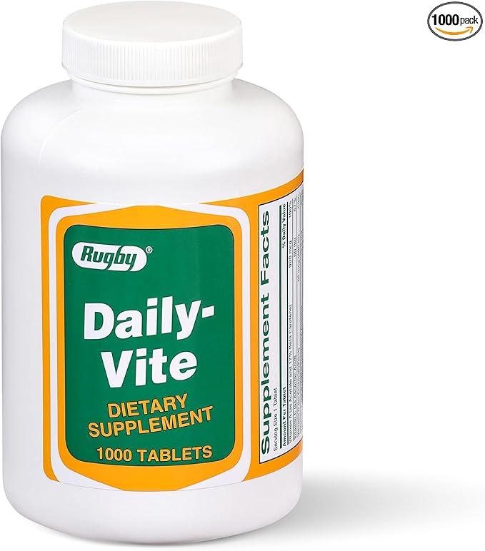 Rugby Daily-Vite Multivitamin Tablets Gluten-Free Dietary Supplement for Adults Supports Overall Health No Artificial Flavors - 1000 Count (1 Pack)