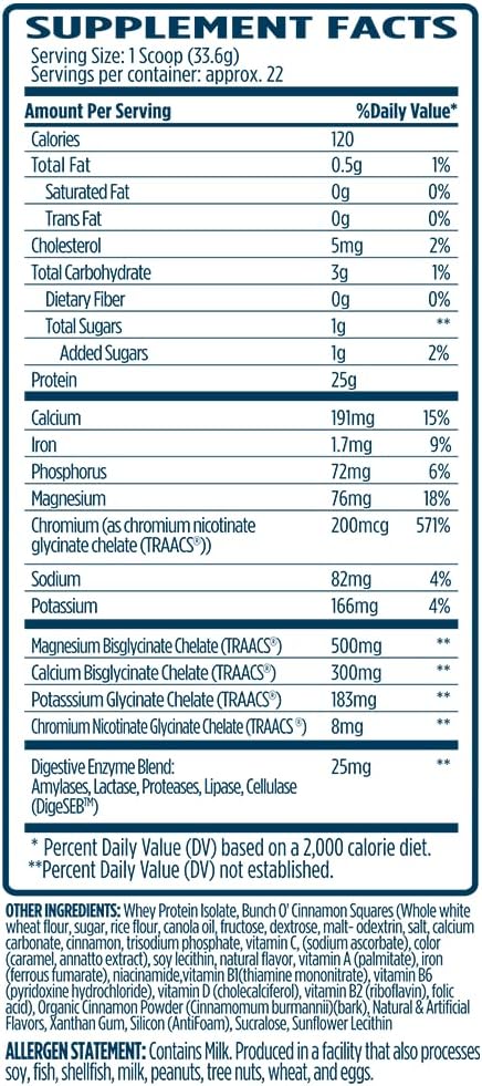 VMI Sports | ProtoLyte Whey Isolate Protein Powder | Low Calorie Whey for Weight Loss and Muscle Gain | Digestive Enzymes | Non-GMO (1.6 lb Cinnamon Crunch)