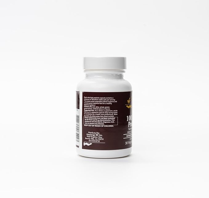 Beverly Hills Concierge Pharmacy 100 Billion Probiotic | 12 Strain High Potency Digestive &amp Gut Health Support | Shelf Stable Acid-Resistant Formula | 30 Capsules