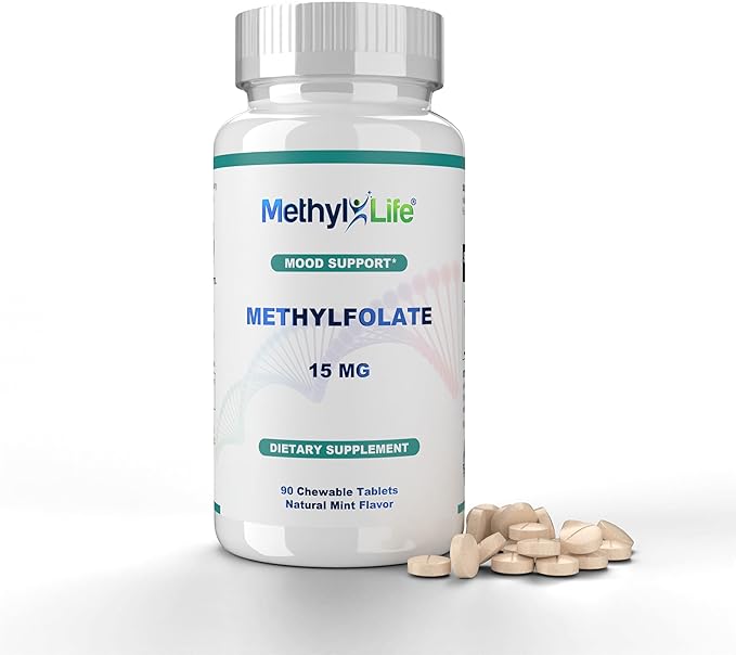 Methyl-Life® L-Methylfolate 15 mg for Women &amp Men – Active Folate Supplement with ultrapure Cerebrofolate® (L-5-MTHF Calcium) – High Bioavailability B9 Support – Tasty Chewable Tablets | 90 Count