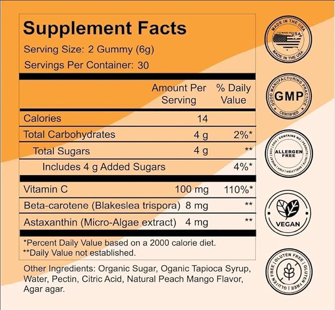 Tanning Gummies for Women &amp Men Natural Skin Tanning Supplement with Vitamin C Astaxanthin &amp Beta Carotene - Oral Melanin Booster - Organic Bronzing Chews Made in USA - 60 Count