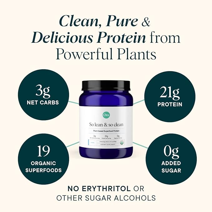 Ora Organic Protein Powder Vanilla Chocolate &amp Vanilla Chai Bundle: 21g Plant Based Vanilla Vanilla Chai 20 Servings + 22g Plant Based Chocolate 20 Servings
