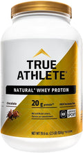 True Athlete Natural Whey Protein - Chocolate 20g of Protein per Serving - Probiotics for Digestive Health Hormone Free (2.5 Pound Powder)