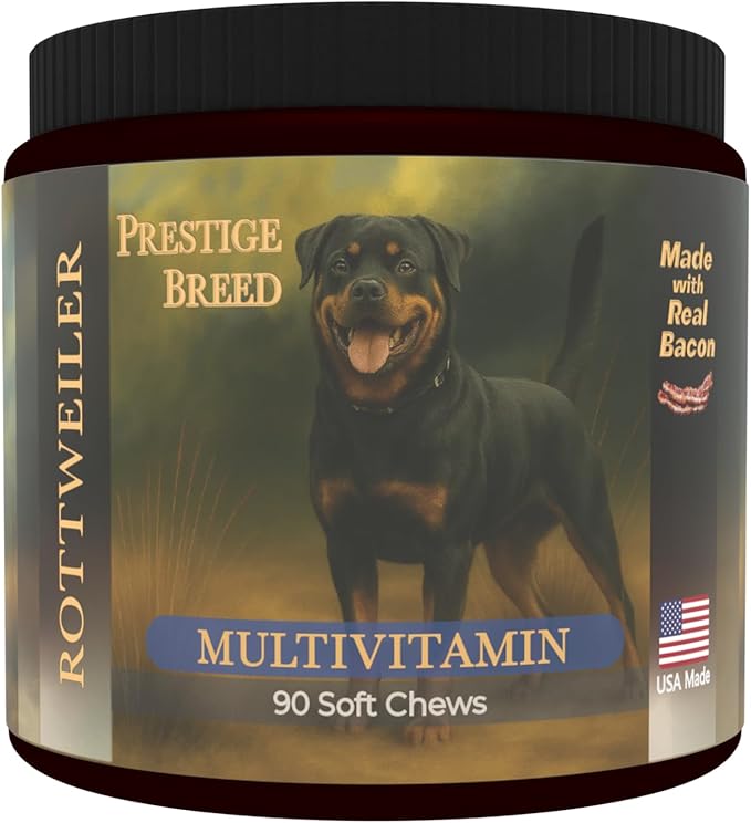 Multivitamins Balanced Nutrition for Your Rottweiler 90 Count Made in The USA with Real Bacon