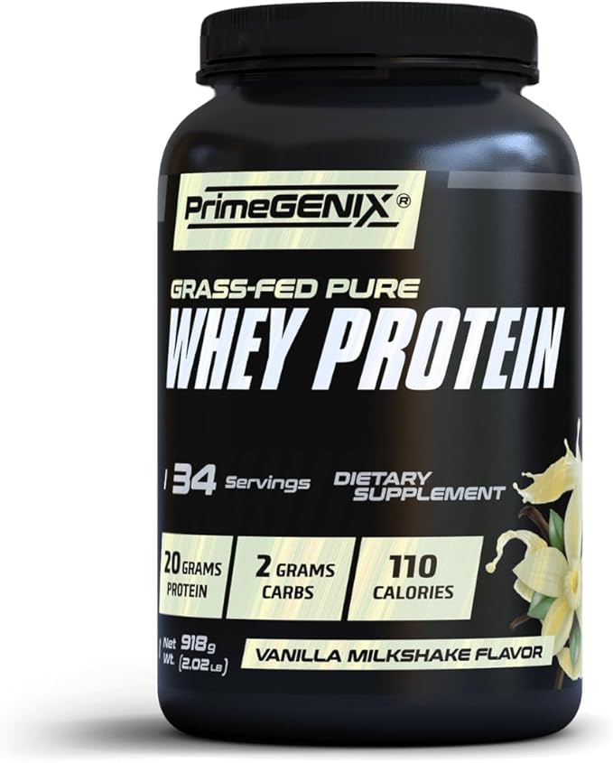 Grass-Fed Whey Protein Powder - 34 Servings of Vanilla Protein Powder with Zero Sugar Supports Healthy Metabolism Helps Maintain Energy &amp Supports Physical Performance During Workouts