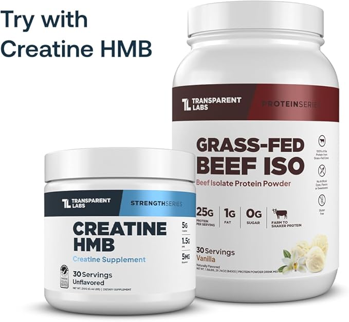 Transparent Labs Grass-Fed Beef Isolate Protein Powder – Naturally Flavored Dairy-Free Protein with 25g of Protein per Serving for Increased Recovery &amp Strength – 30 Servings Vanilla